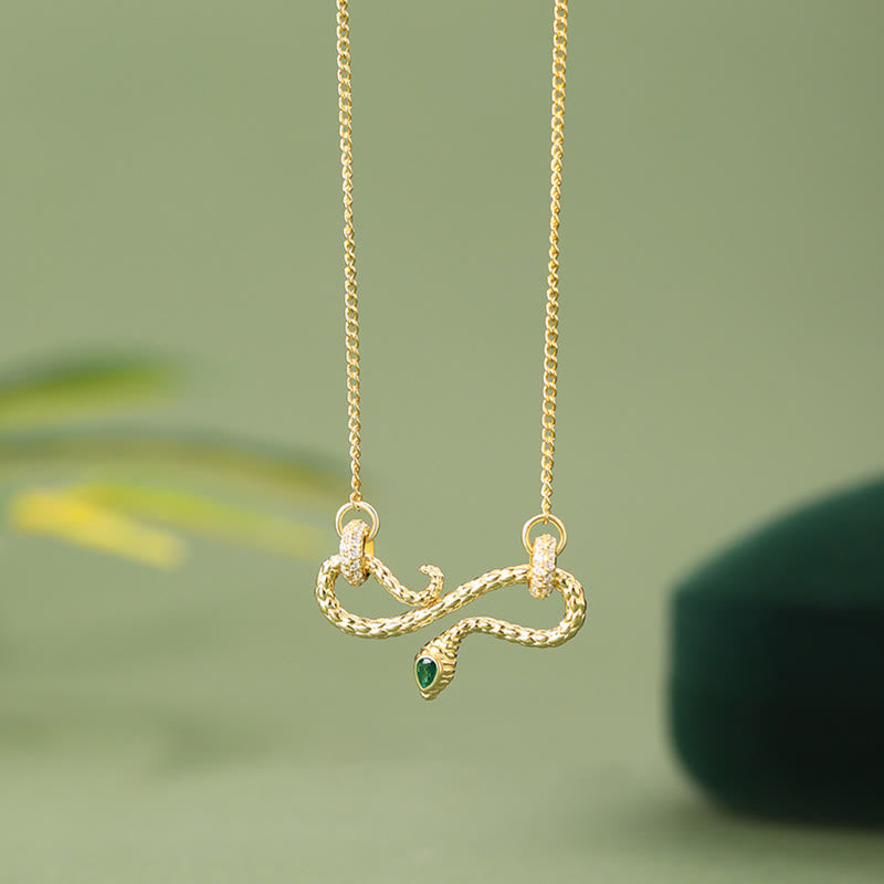 Buddha Stones 999 Sterling Silver Year of the Snake Coiling Snake Infinite Symbol Blessing Necklace Pendant - Golden 999 Sterling Silver - image 2