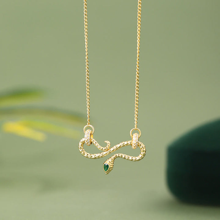 Buddha Stones 999 Sterling Silver Year of the Snake Coiling Snake Infinite Symbol Blessing Necklace Pendant - Golden 999 Sterling Silver - image 2