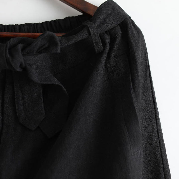 Buddha Stones Solid Color Front Zipper Ramie Linen Men's Pants With Pockets - image 13