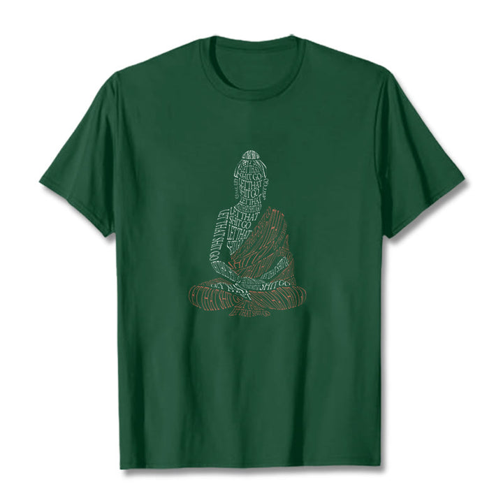 Buddha Stones Meditating Buddha Let That Shit Go Pattern Tee T-shirt - ForestGreen - 2XL - image 10