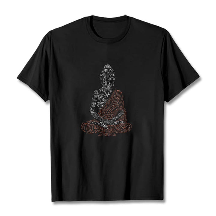 Buddha Stones Meditating Buddha Let That Shit Go Pattern Tee T-shirt - Black - 2XL - image 4