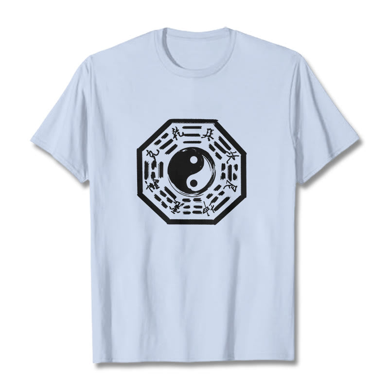 Buddha Stones Ba Gua Pattern Cotton Tee T-shirt - LightCyan - 2XL - image 11