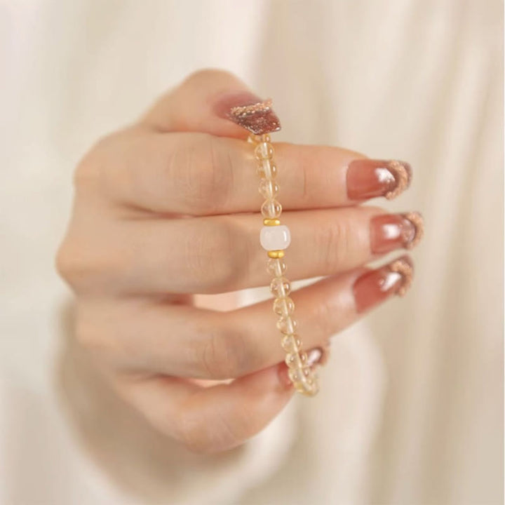 Buddha Stones Small Citrine Jade Beads Prosperity Bracelet - image 7