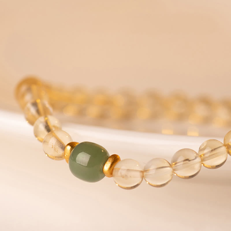 Buddha Stones Small Citrine Jade Beads Prosperity Bracelet - image 2