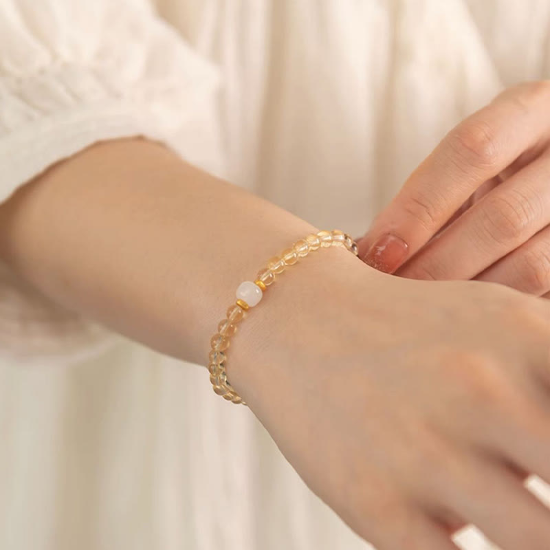 Buddha Stones Small Citrine Jade Beads Prosperity Bracelet - image 5