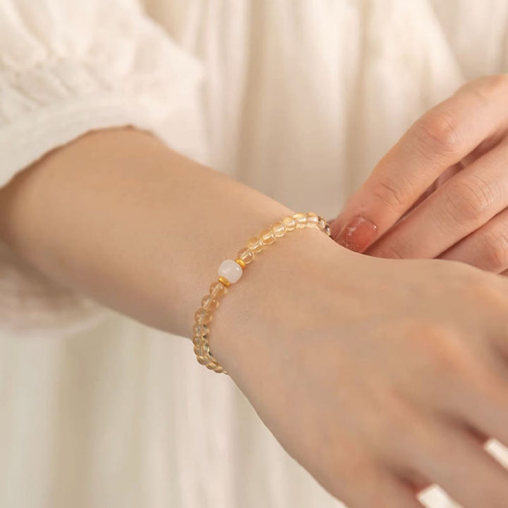 Buddha Stones Small Citrine Jade Beads Prosperity Bracelet - image 5