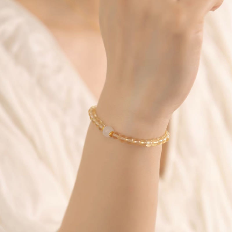 Buddha Stones Small Citrine Jade Beads Prosperity Bracelet - image 6