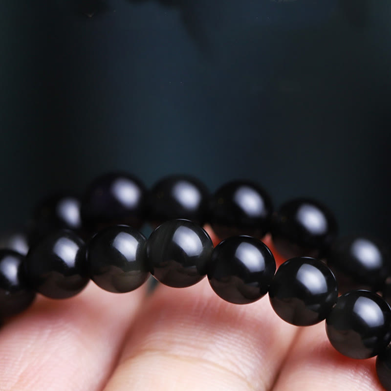 Buddha Stones Black Obsidian Cat Paw Bodhi Seed Lucky Fortune Charm Purification Bracelet - image 11
