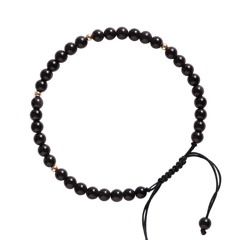 Buddha Stones Small Black Obsidian Beads Fulfillment Rope Bracelet - image 13