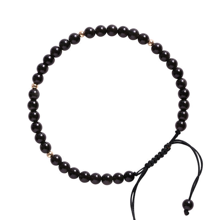 Buddha Stones Small Black Obsidian Beads Fulfillment Rope Bracelet - image 13