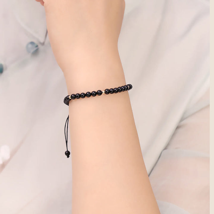 Buddha Stones Small Black Obsidian Beads Fulfillment Rope Bracelet - image 7