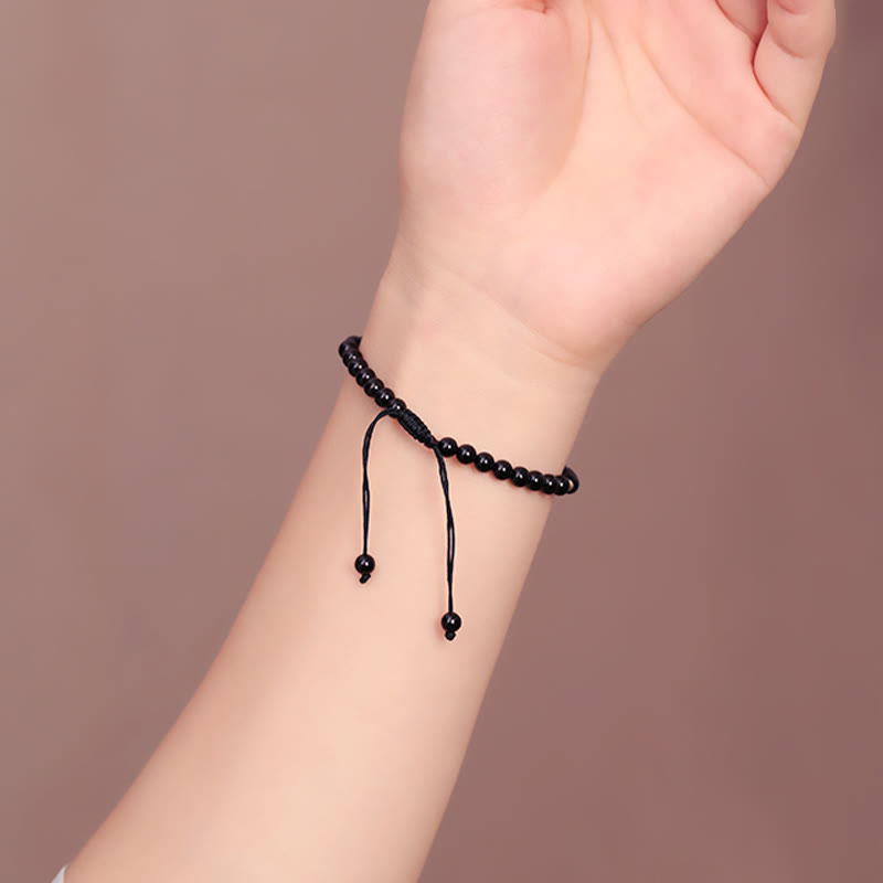 Buddha Stones Small Black Obsidian Beads Fulfillment Rope Bracelet - image 6