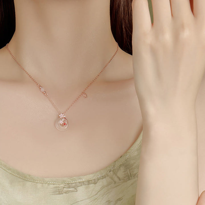 Buddha Stones Chalcedony Pink Crystal 925 Sterling Silver Flowers Koi Fish Peace Buckle Positive Necklace Pendant - image 12