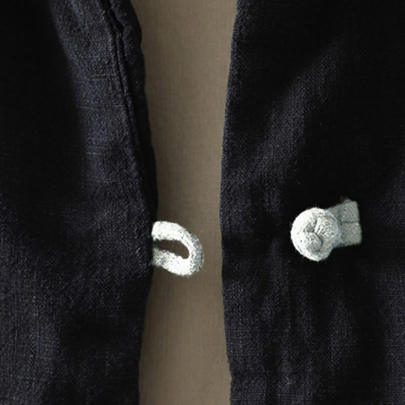 Buddha Stones Solid Color Casual Frog-button Turtleneck Cotton Linen Women's Jacket Shirts Clothing - image 21