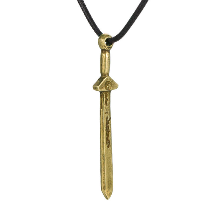 Buddha Stones Vintage Yin Yang Copper Brass Sword Balance Necklace Pendant - image 7