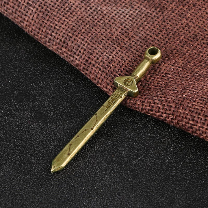 Buddha Stones Vintage Yin Yang Copper Brass Sword Balance Necklace Pendant - image 2