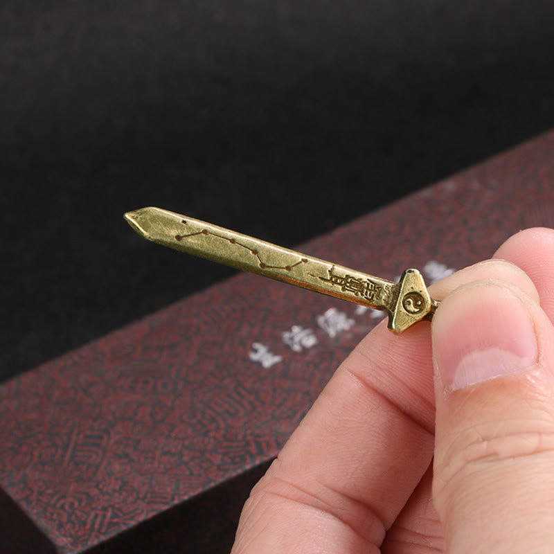Buddha Stones Vintage Yin Yang Copper Brass Sword Balance Necklace Pendant - image 3