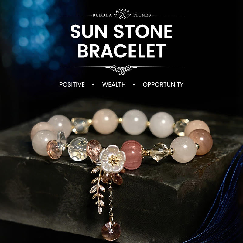 Buddha Stones "Wishing You Light and Happiness" Sun Stone Bracelet Includes Gift Message Card - image 1