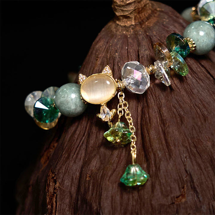Buddha Stones Amethyst Green Crystal Red Crystal Cat Balance Bracelet - image 13