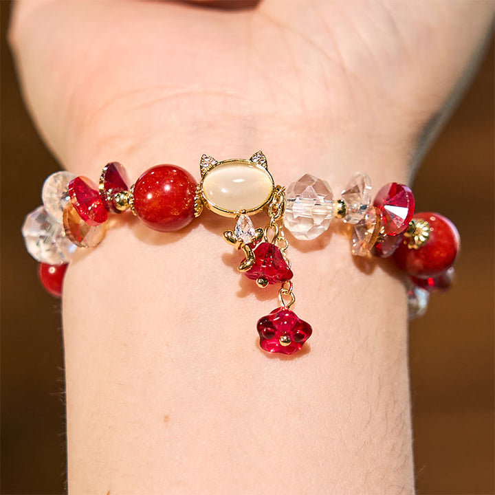Buddha Stones Amethyst Green Crystal Red Crystal Cat Balance Bracelet - image 17