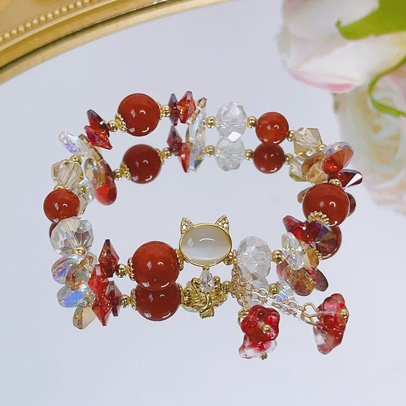 Buddha Stones Amethyst Green Crystal Red Crystal Cat Balance Bracelet - image 16