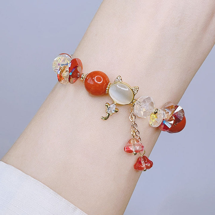 Buddha Stones Amethyst Green Crystal Red Crystal Cat Balance Bracelet - image 18