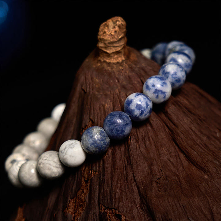 Buddha Stones Sodalite Picasso Jasper White Turquoise Intuition Bracelet - image 4
