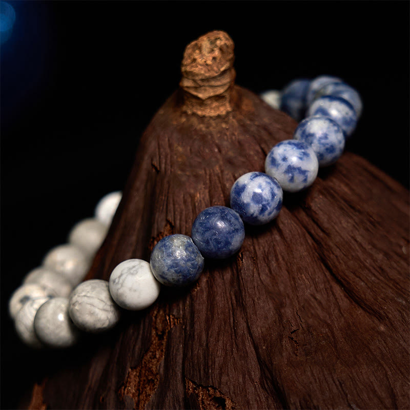 Buddha Stones Sodalite Picasso Jasper White Turquoise Intuition Bracelet - image 3