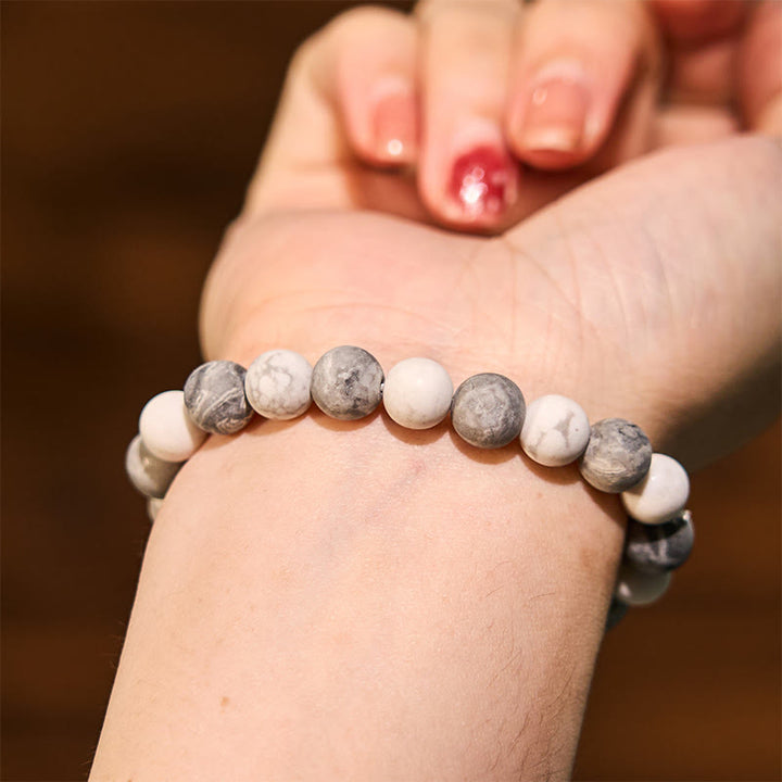 Buddha Stones Picasso Jasper White Turquoise Courage Bracelet - image 5