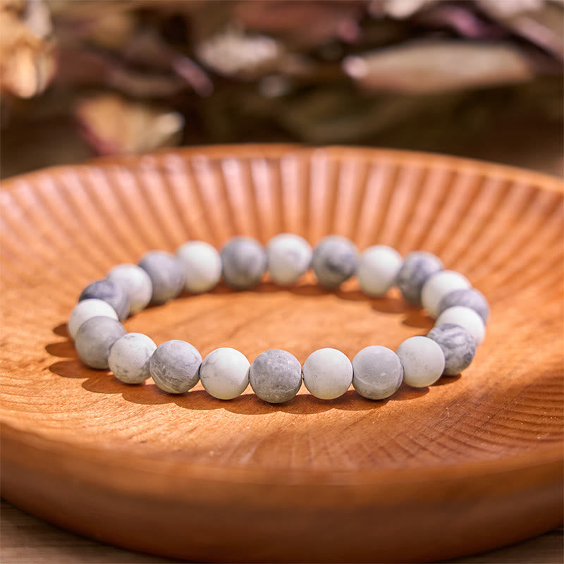 Buddha Stones Picasso Jasper White Turquoise Courage Bracelet - Picasso Jasper White Turquoise(Wrist Circumference: 14-16cm) - 8mm - image 0