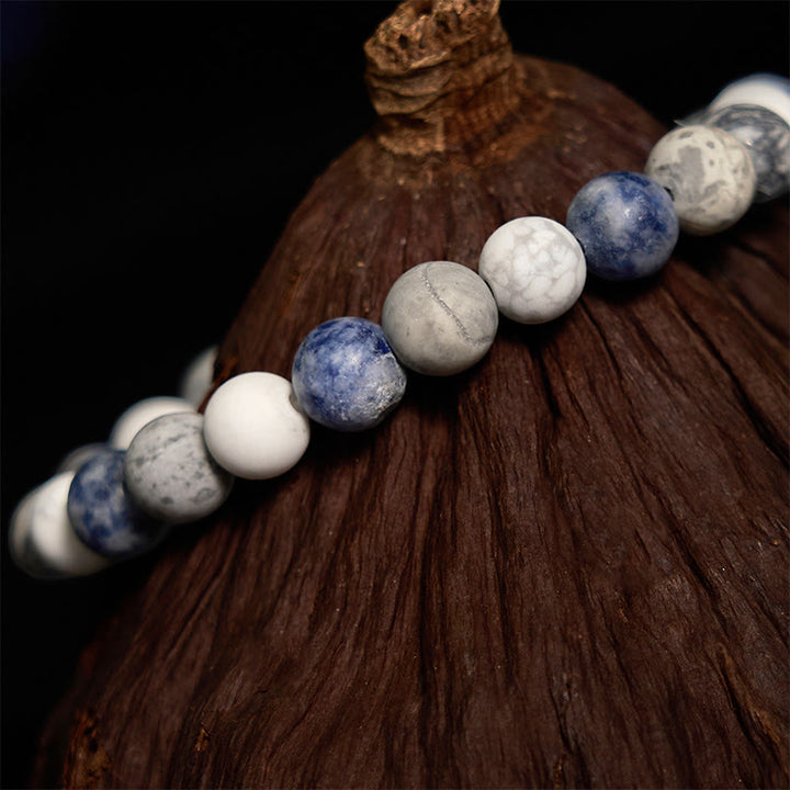 Buddha Stones White Turquoise Picasso Jasper Blue Spot Jasper Relaxation Bracelet - image 3