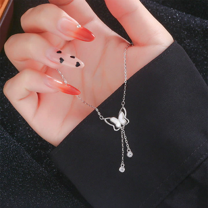 Buddha Stones 999 Sterling Silver Tridacna Stone Butterfly Calm Necklace Pendant - image 4