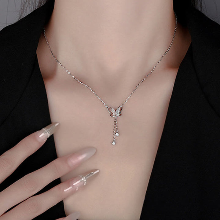 Buddha Stones 999 Sterling Silver Tridacna Stone Butterfly Calm Necklace Pendant - image 8