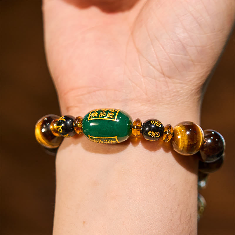 Buddha Stones Chinese Zodiac Tiger Eye White Crystal Courage Bracelet - image 10