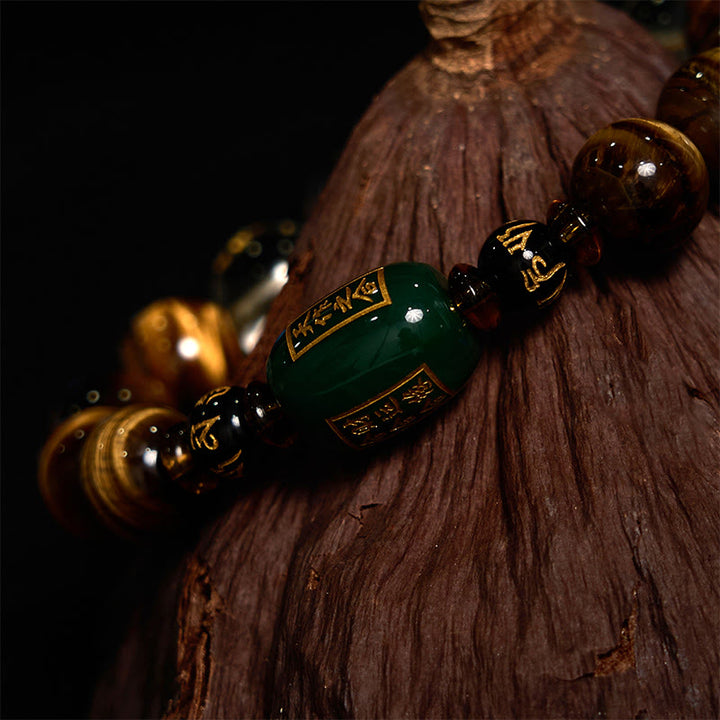 Buddha Stones Chinese Zodiac Tiger Eye White Crystal Courage Bracelet - image 8