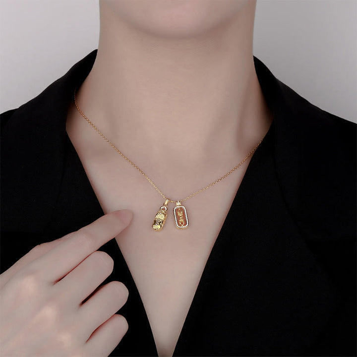 Buddha Stones 999 Sterling Silver Golden Pixiu Copper Coin Vajra Wealth Necklace Pendant - image 4