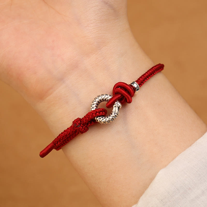 Buddha Stones 999 Sterling Silver Year Of The Dragon Peace Buckle Luck Bracelet - image 11