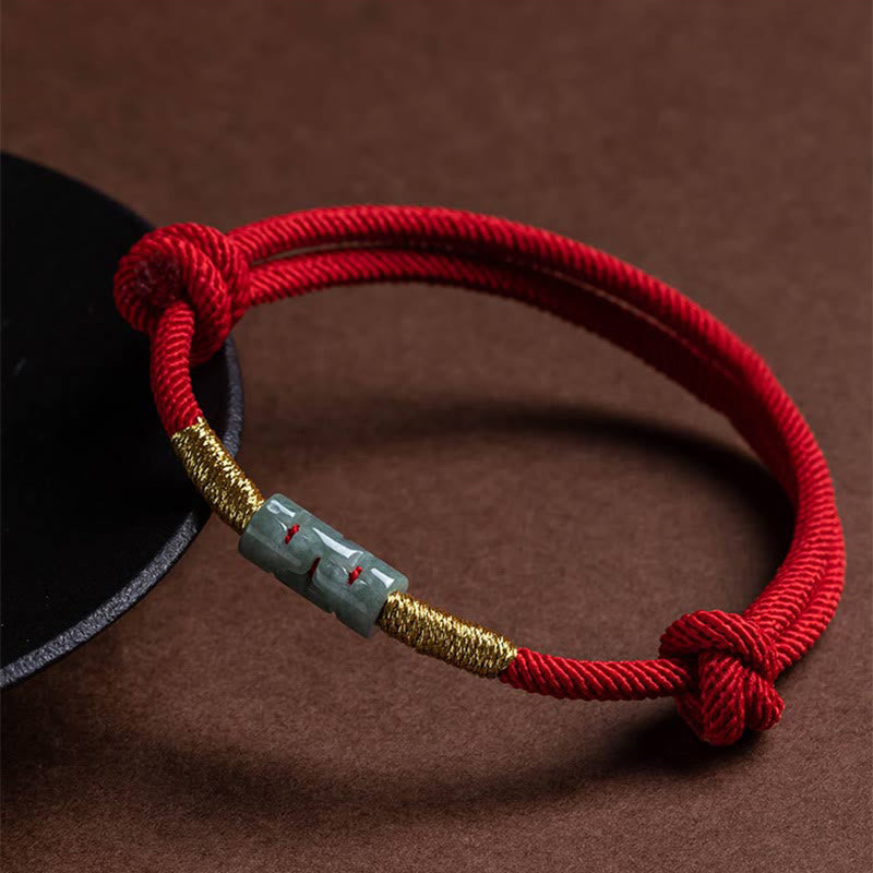 Buddha Stones Luck Jade String Rope Bracelet - image 1