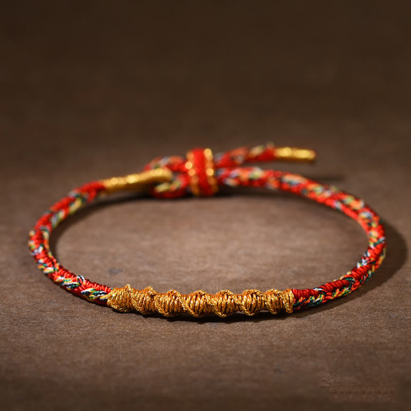 Buddha Stones Handmade Chinese Zodiac Natal Buddha Luck Strength Braided Rope Bracelet - Red-Rabbit-Manjushri Bodhisattva(Wrist Circumference 14-17cm) - image 0