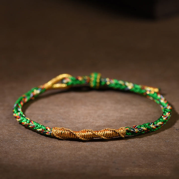 Buddha Stones Handmade Chinese Zodiac Natal Buddha Luck Strength Braided Rope Bracelet - Green-Ox/Tiger-Void Bodhisattva(Wrist Circumference 14-17cm) - image 12