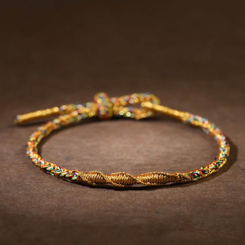 Buddha Stones Handmade Chinese Zodiac Natal Buddha Luck Strength Braided Rope Bracelet - Yellow-Dragon/Snake-Samantabhadra Bodhisattva(Wrist Circumference 14-17cm) - image 3
