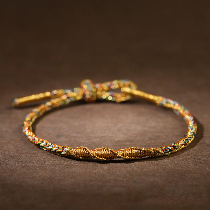 Buddha Stones Handmade Chinese Zodiac Natal Buddha Luck Strength Braided Rope Bracelet - Yellow-Dragon/Snake-Samantabhadra Bodhisattva(Wrist Circumference 14-17cm) - image 3