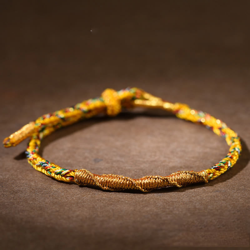 Buddha Stones Handmade Chinese Zodiac Natal Buddha Luck Strength Braided Rope Bracelet - Gold-Goat/Monkey-Tathagata(Wrist Circumference 14-17cm) - image 14