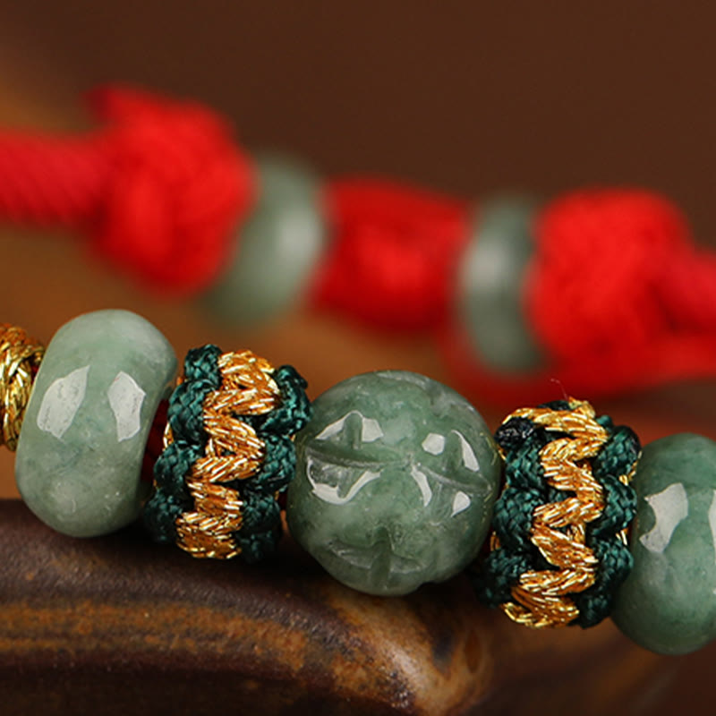 Buddha Stones Jade Abacus Bead Prosperity Red String Rope Bracelet - image 10