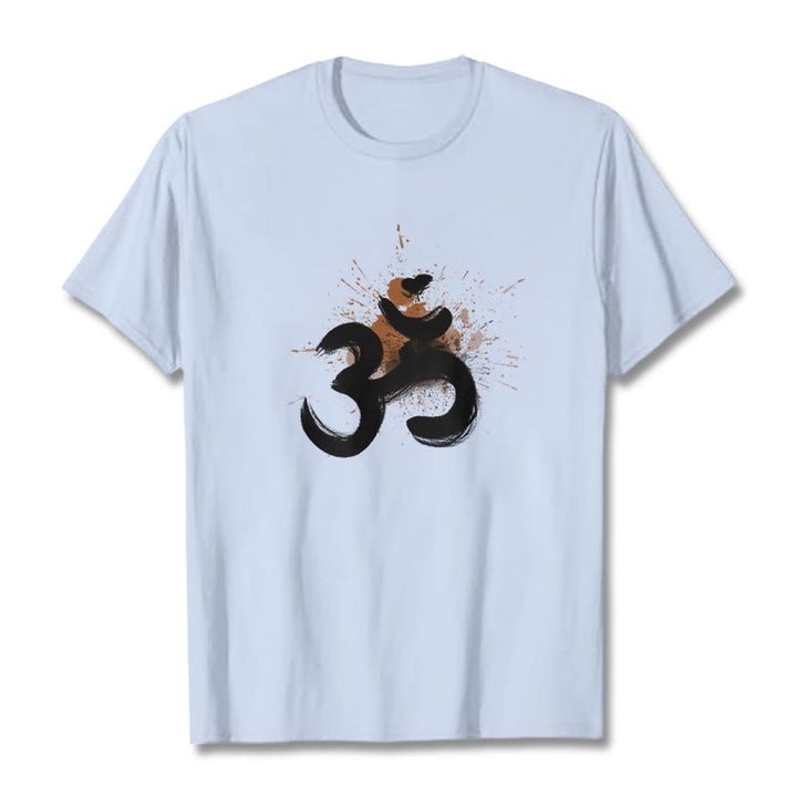 Buddha Stones OM Sanskrit Design Cotton Tee T-shirt - LightCyan - 2XL - image 10