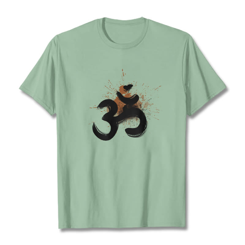 Buddha Stones OM Sanskrit Design Cotton Tee T-shirt - PaleGreen - 2XL - image 17