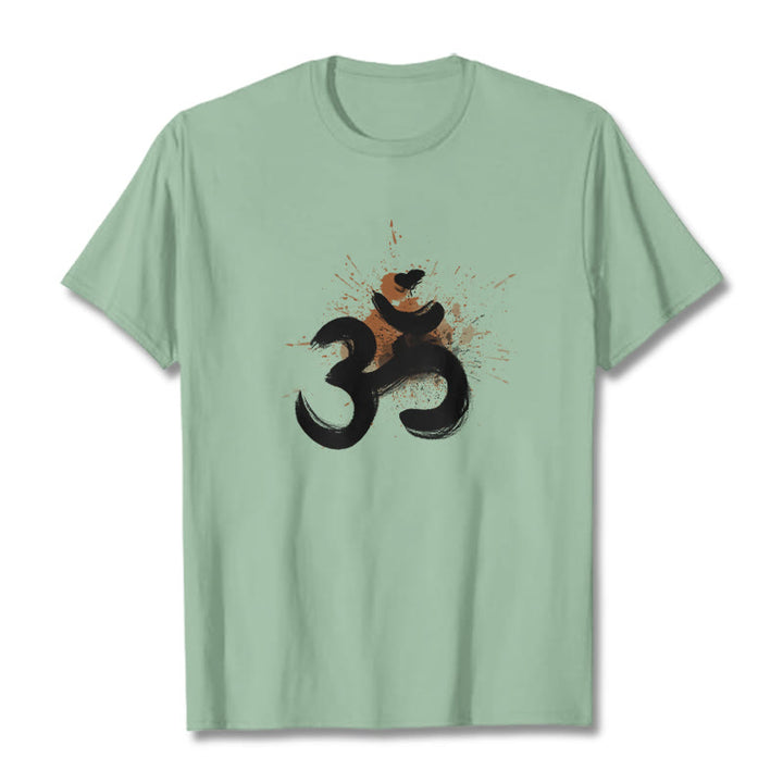 Buddha Stones OM Sanskrit Design Cotton Tee T-shirt - PaleGreen - 2XL - image 17