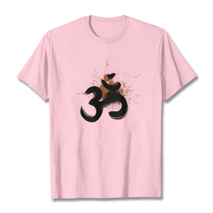 Buddha Stones OM Sanskrit Design Cotton Tee T-shirt - LightPink - 2XL - image 15