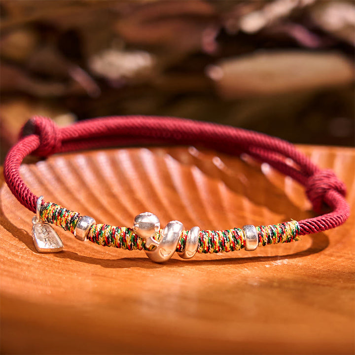 Buddha Stones 999 Sterling Silver Year Of Snake Red String Happiness Protection Braided Bracelet - image 2