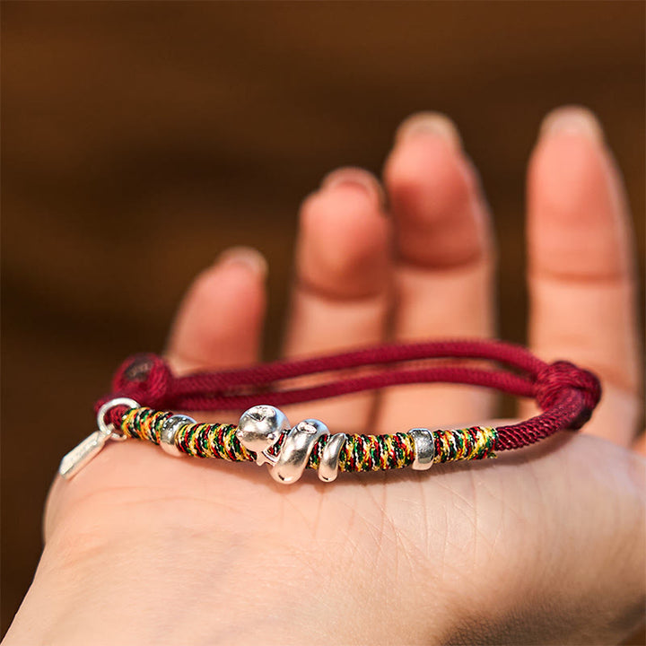 Buddha Stones 999 Sterling Silver Year Of Snake Red String Happiness Protection Braided Bracelet - image 7